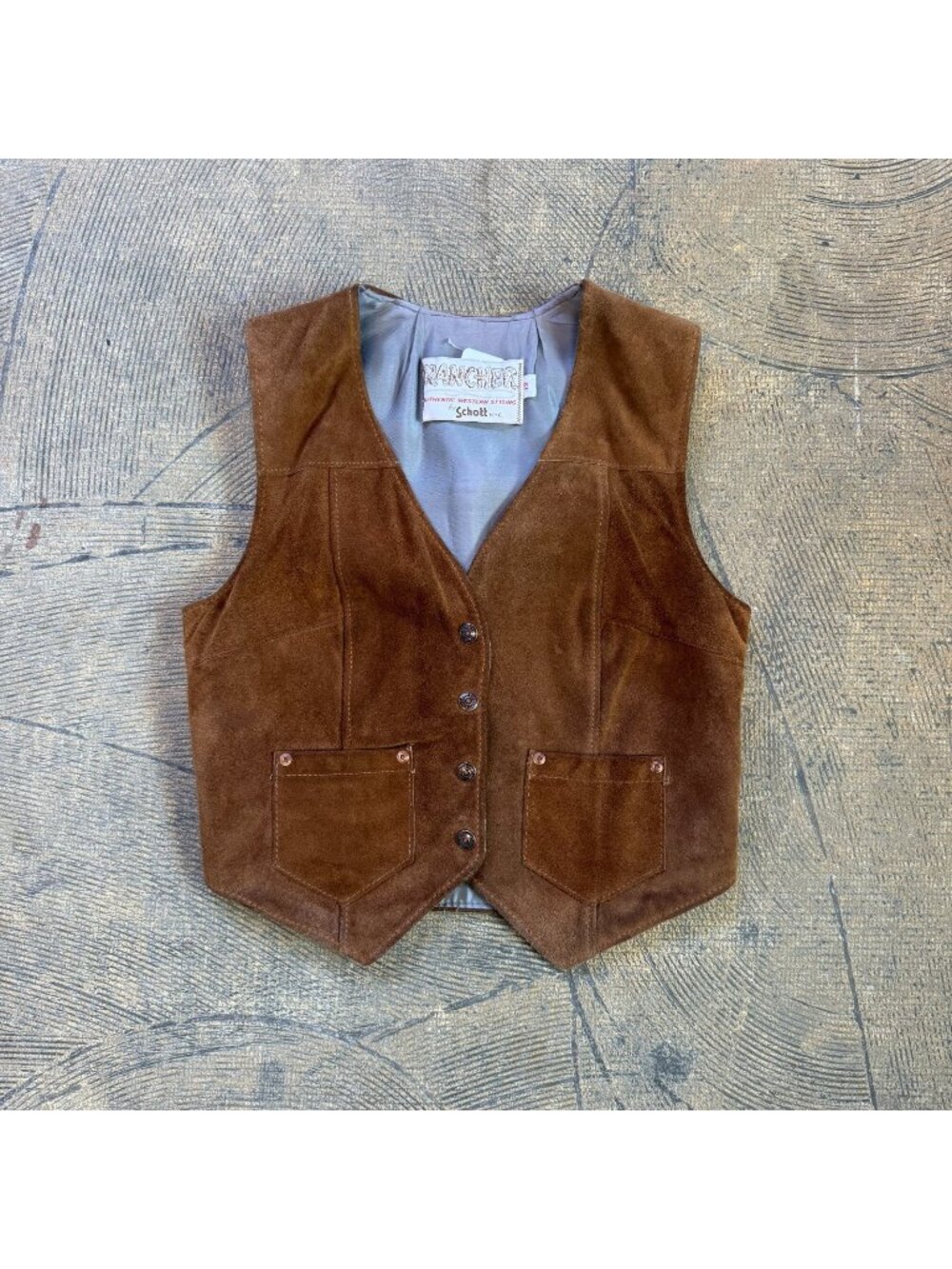 Schott Rancher Suede Sherpa Lined Vest Size 12